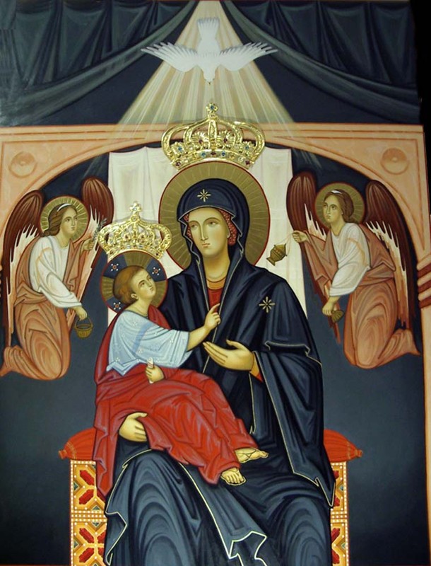 L'icona del Nuovo Santuario del Divino Amore (2003), dipinta da Roberta Boesso, l'iconografa che ha realizzato anche l'icona Maria Madre di tutti i Popoli ideata da d.Andrea e attualmente portata nella chiesa di Trabzon.
